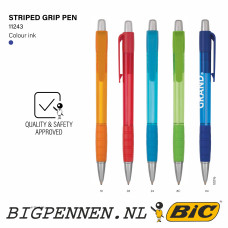Striped Grip & White Striped Grip pen approved by BIC® incl. opdruk Striped Grip & White Striped Grip pen approved by BIC® incl. opdruk